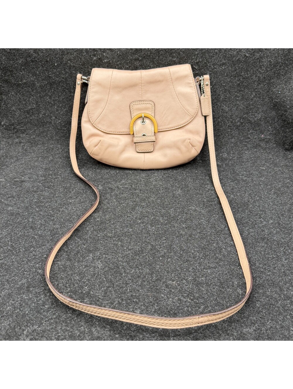 COACH Soho Shell Pearlescent Leather Flap Small br Crossbody Purse Bag